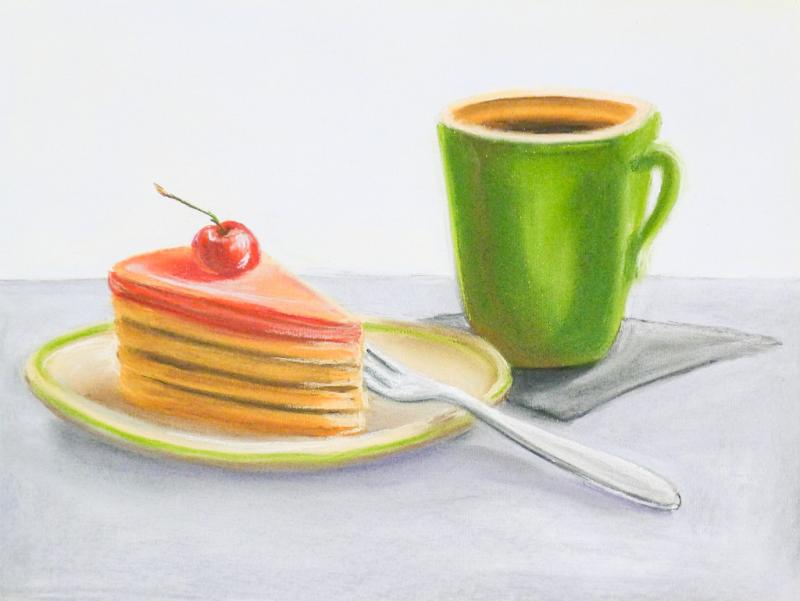 Kaffee, Kuchen, Espresso - Genuss in Pastell